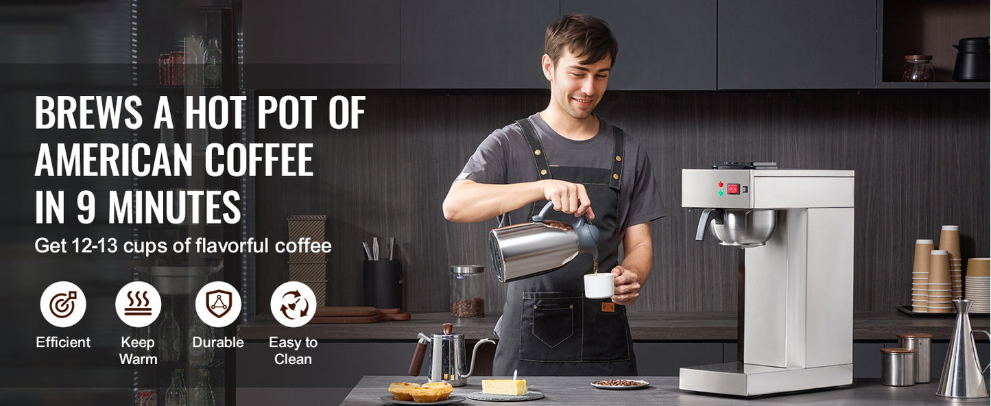 SucceBuy Stainless Steel Commercial Drip Coffee Maker Restaurant Office