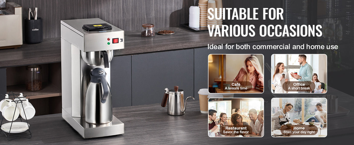 SucceBuy Stainless Steel Commercial Drip Coffee Maker Restaurant Office