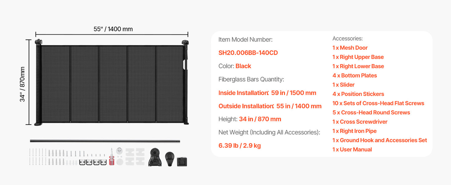 SucceBuy Retractable Baby Gate Mesh Barrier For Kids And Pets