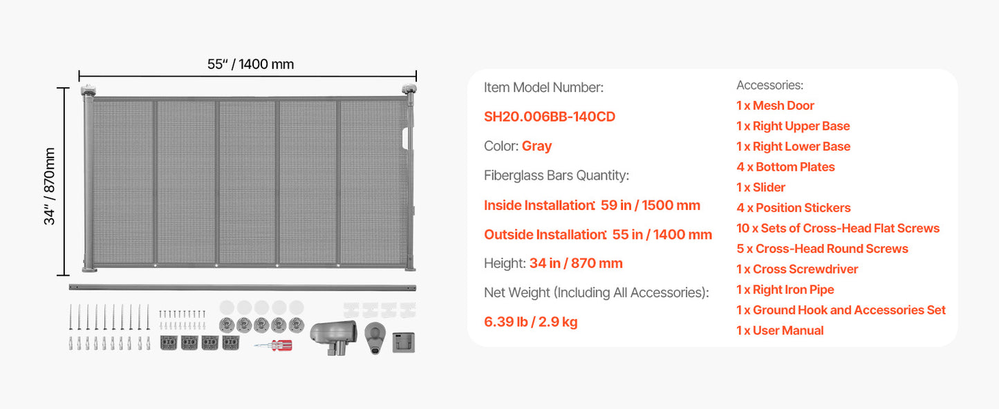 SucceBuy Retractable Baby Gate Mesh Barrier For Kids And Pets