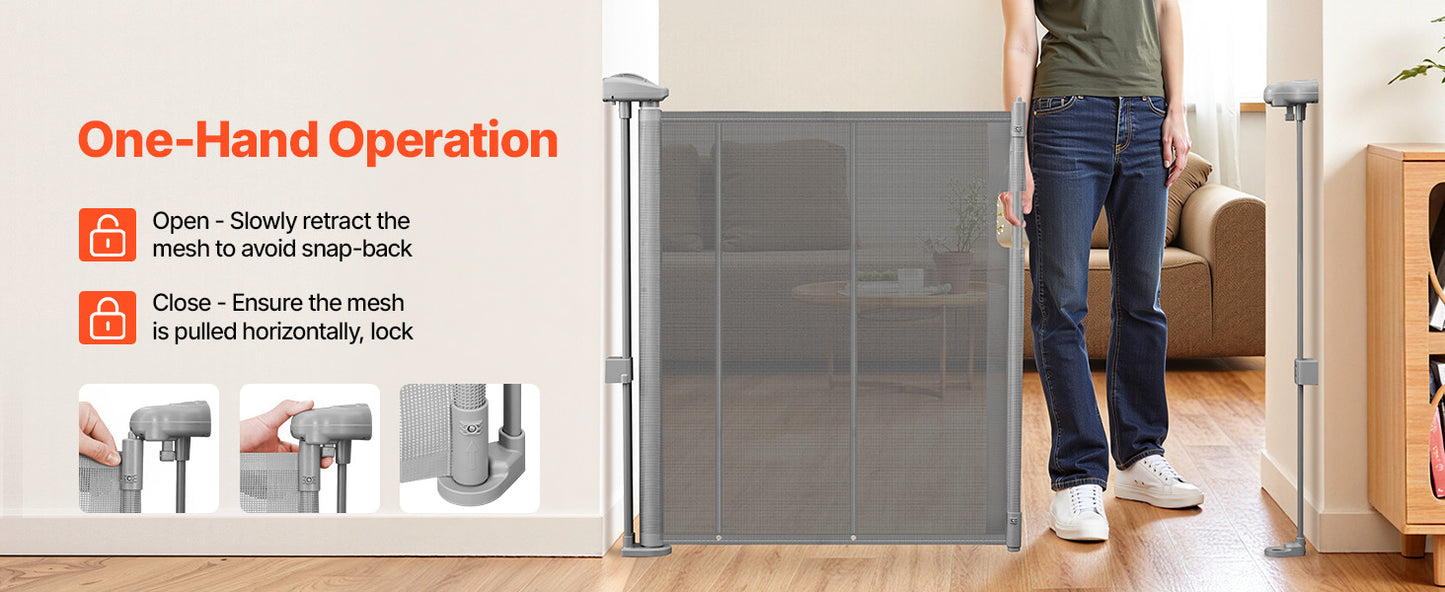 SucceBuy Retractable Baby Gate Mesh Barrier For Kids And Pets