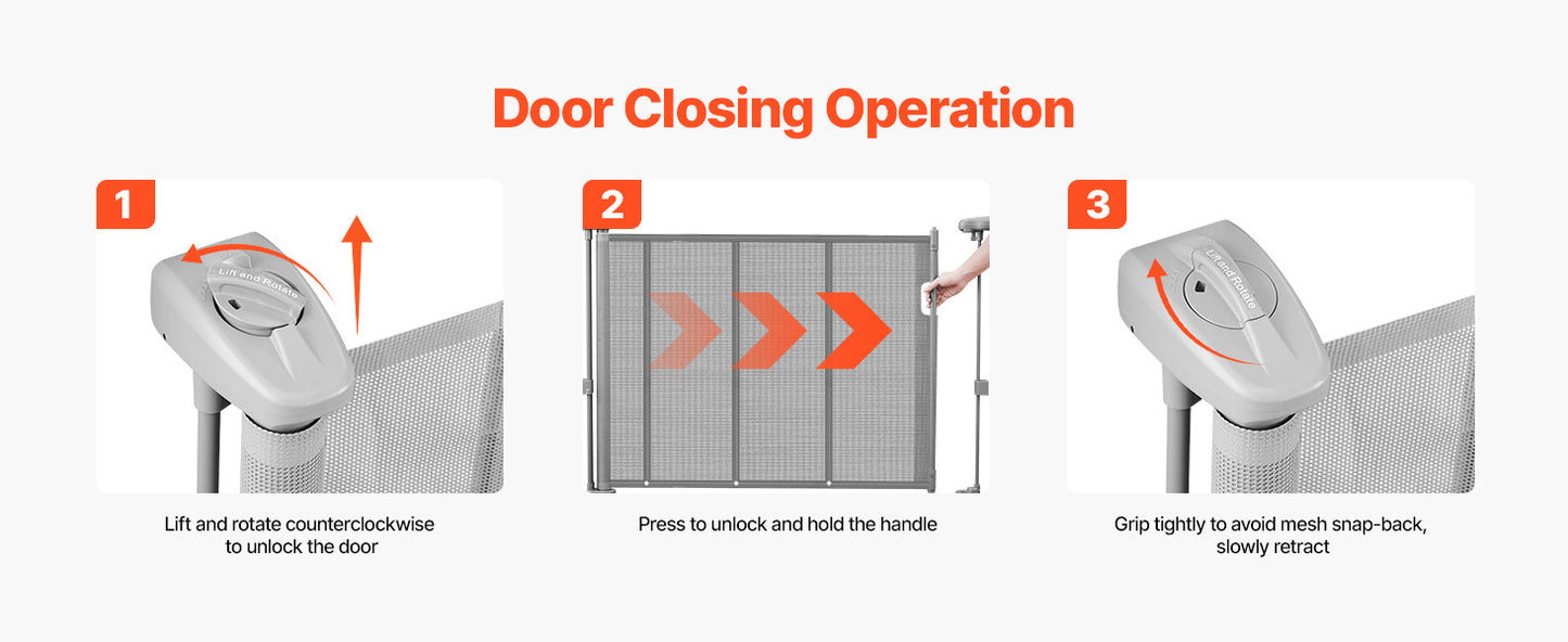 SucceBuy Retractable Baby Gate Mesh Barrier For Kids And Pets