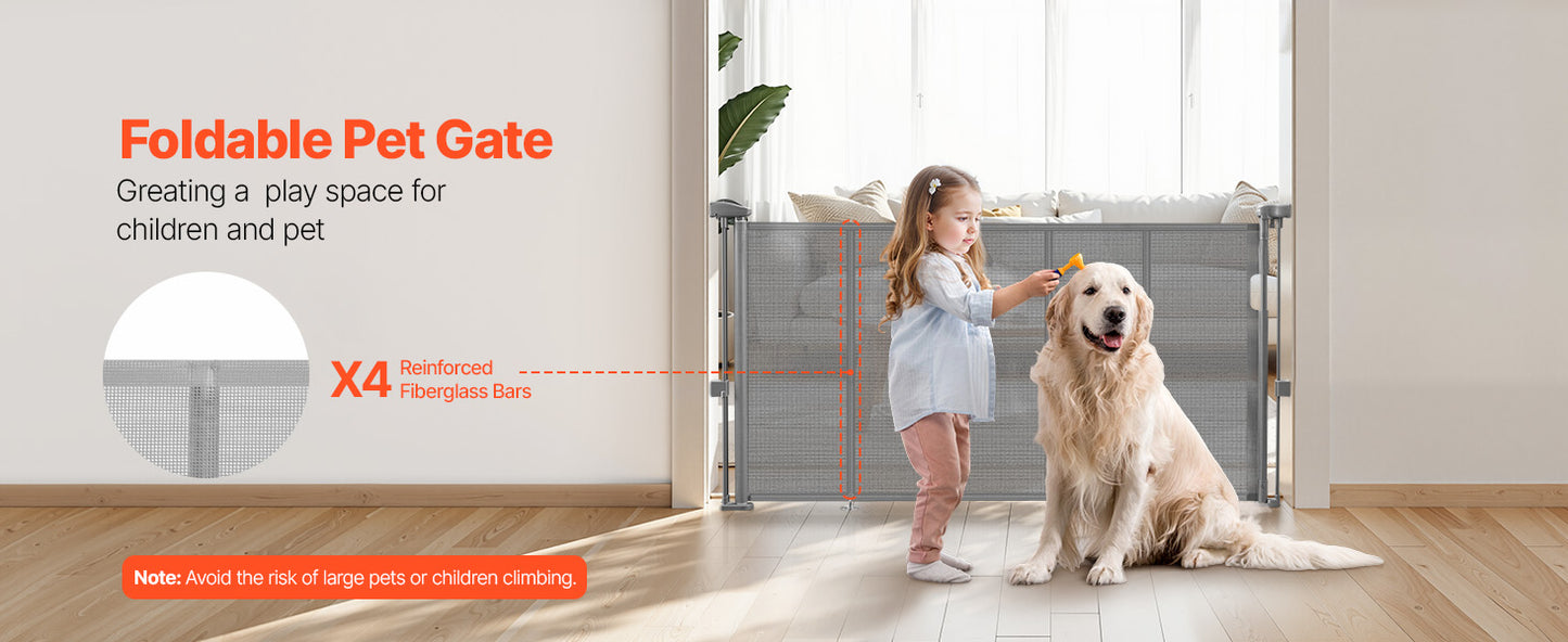 SucceBuy Retractable Baby Gate Mesh Barrier For Kids And Pets