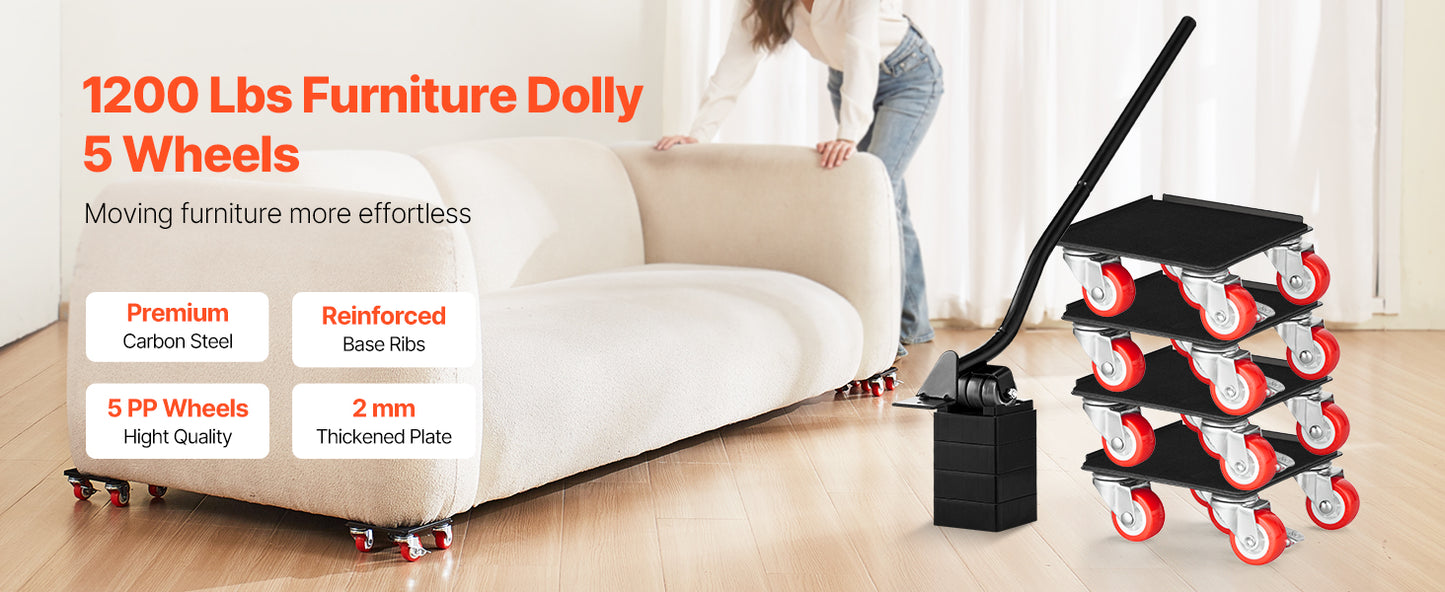 SucceBuy 4 Piece Furniture Dolly Set With 360 Degree Wheels For Appliances