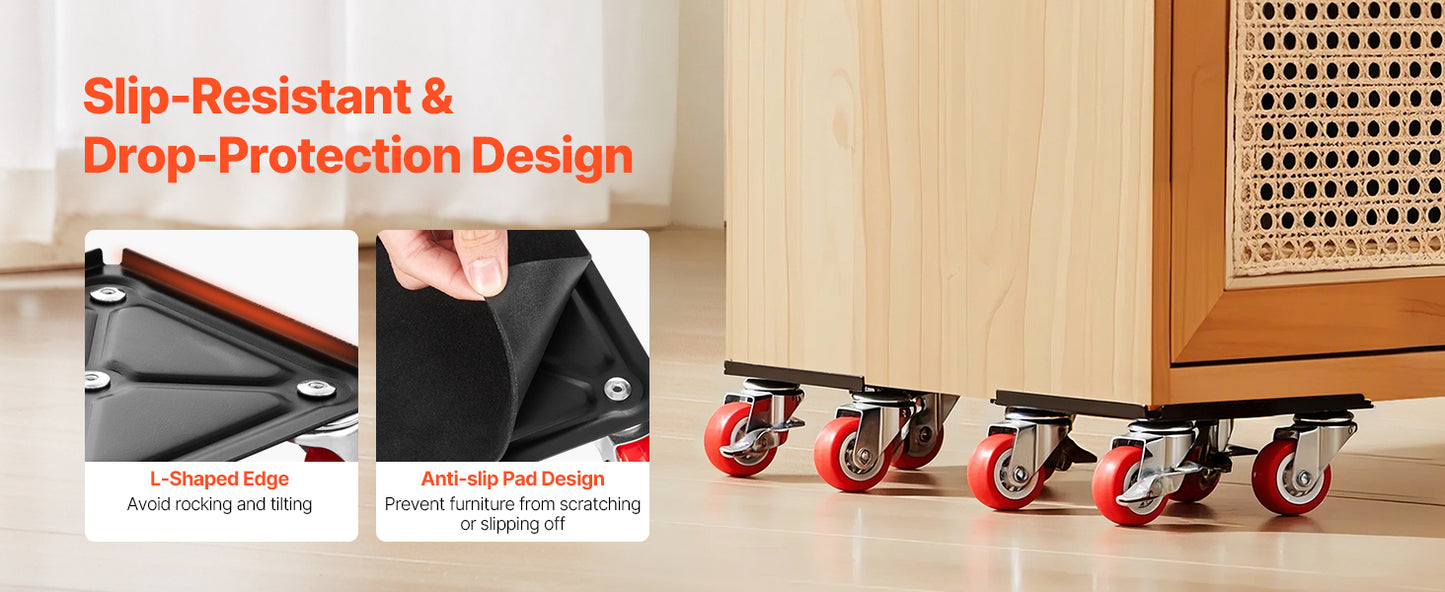 SucceBuy 4 Piece Furniture Dolly Set With 360 Degree Wheels For Appliances