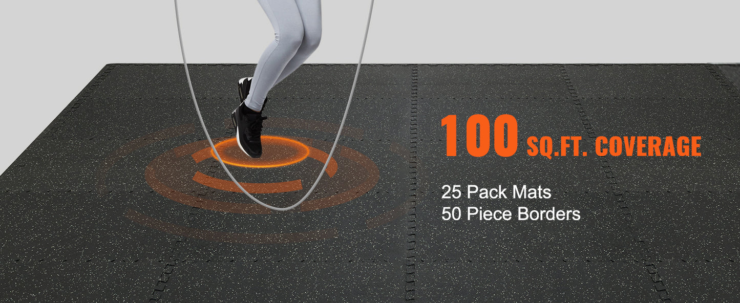 SucceBuy Interlocking Gym Floor Mats EVA Foam Rubber Top Waterproof