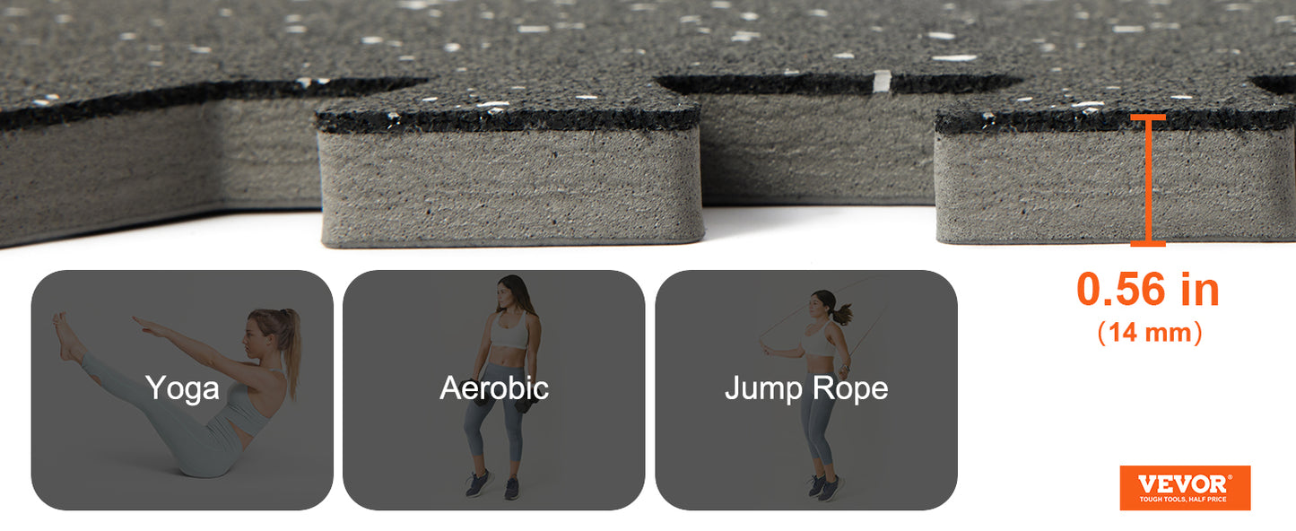 SucceBuy Interlocking Gym Floor Mats EVA Foam Rubber Top Waterproof