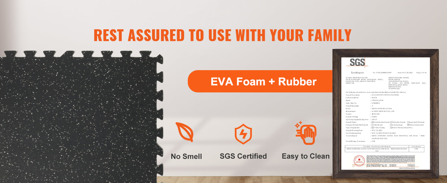 SucceBuy Interlocking Gym Floor Mats EVA Foam Rubber Top Waterproof
