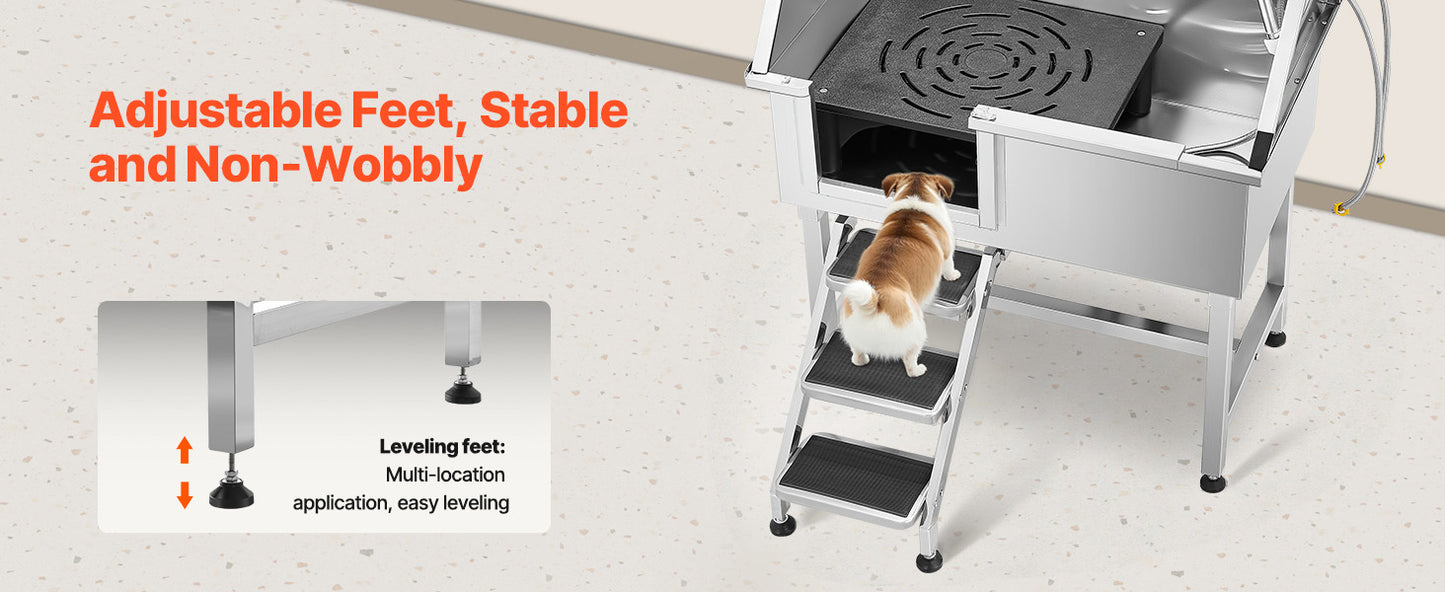 Stainless Steel Dog Grooming Station With Faucet Showerhead Soap Holder